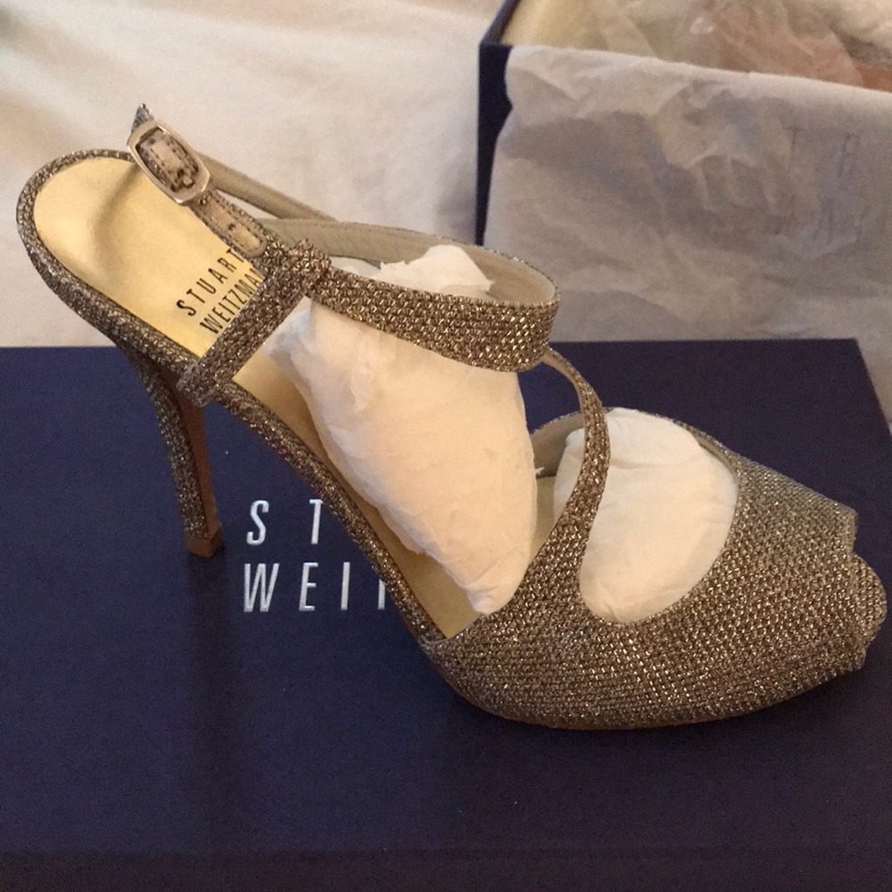 Stuart Weitzman “inviting platinum noir” heels